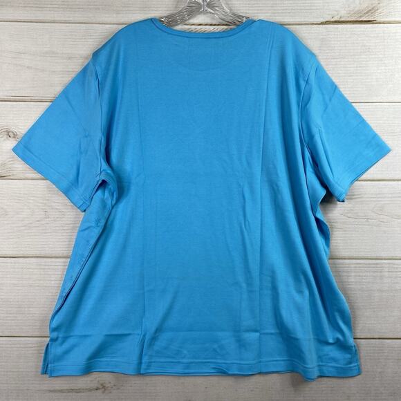 Bobbie Brooks Top Womens 22W 24W Blue Embroidered Tee Shirt Stretch Comfy NWT - Picture 8 of 8